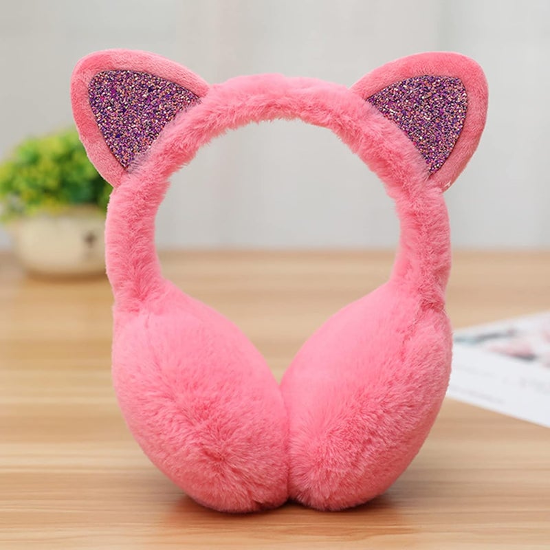 CHUANGLI Winter Warm Cat Ear Muffs for Women Girls Cute Catear Earmuff Ladies Headband Faux Fur Earmuffs Plush Ear Warmers - Image 2